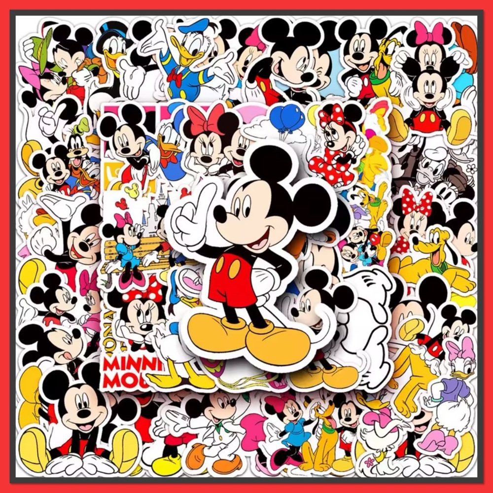 Disney Mickey Mouse & Friends Sticker Collage - Black, Red, Yellow, Blue, Pink